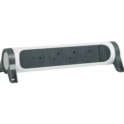 Multiprise 4 prises rotative à fixer blanc et gris^Legrand Best