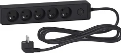 Multiprise 5 prises Odace anthracite 3 m-Schneider Electric