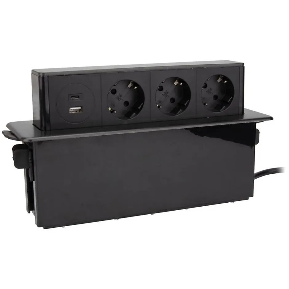 Multiprise 3 prises Schuko + 2USB Zenitech-Otio New