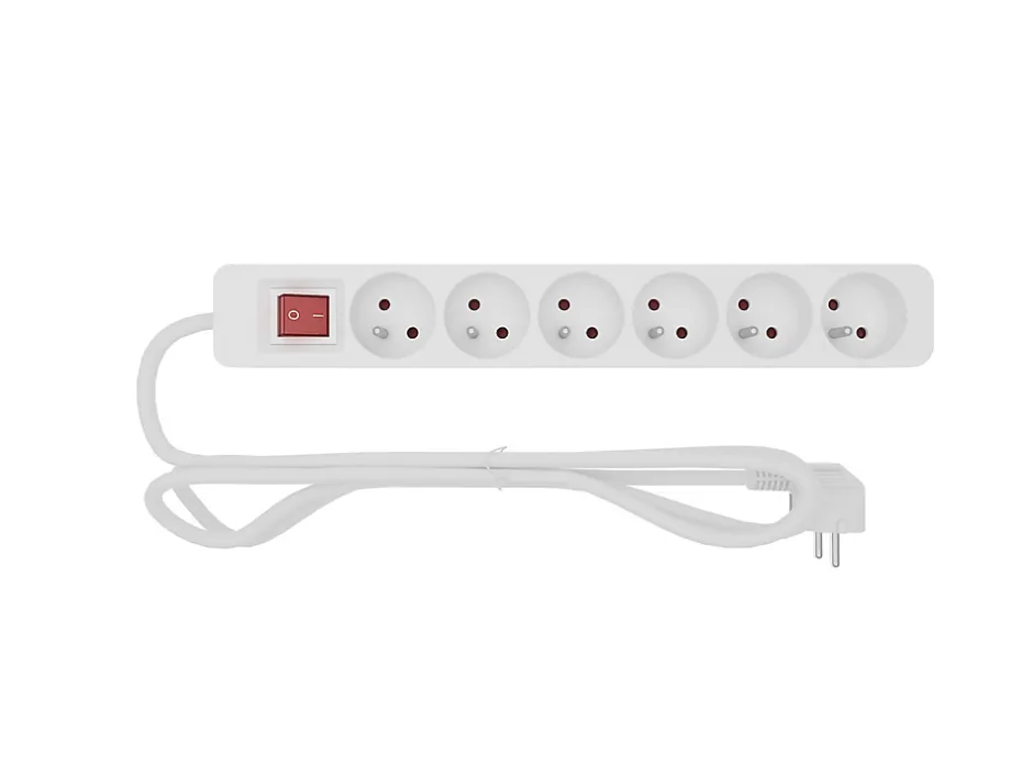 Multiprise avec interrupteur 6 prises blanc 1 m^ Hot