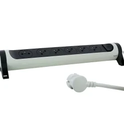 Multiprise avec interrupteur 6 prises rotative à fixer blanc et gris 1.5 m-Legrand Outlet