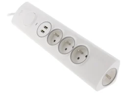 Multiprise d'angle parafoudre 3 prises + 2 USB-Otio Clearance