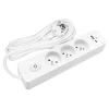 Multiprise G3FU22B, 3 prises type E + interrupteur, USB A+C charge standard 12W, Blanc, câble 2m-Seldur Outlet