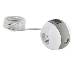 Multiprise Wattball 2x 16A + 1 x 6A + 2 x USB 2.1A blanc et gris^Watt & Co Outlet