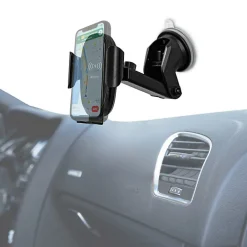 Support Voiture Chargeur Induction Qi 15W avec Capteur Infrarouge et Câble USB-C Noir^Muvit
