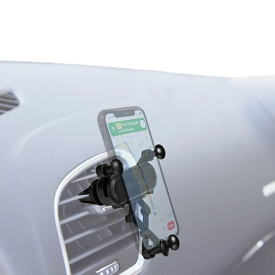 Support Voiture Universel Gravity Rotatif à 360 Fixation sur Grille d'aération Noir^Muvit Hot