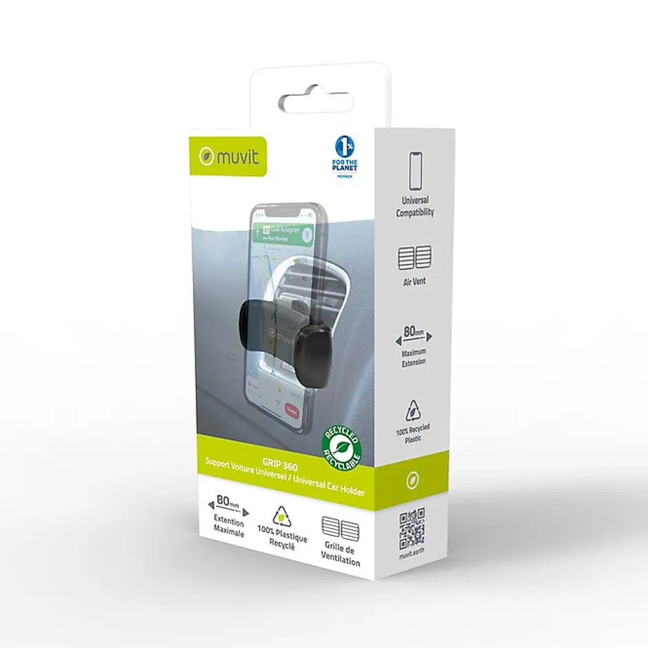 Support Voiture Universel Grip Rotatif Extensible à 80mm Noir-Muvit Sale