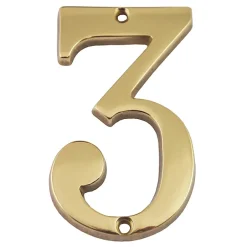 N° de maison - marquage 3 - en laiton - couleur or - à visser - hauteur 9,7 cm - CLM9703-Chapuis Outlet