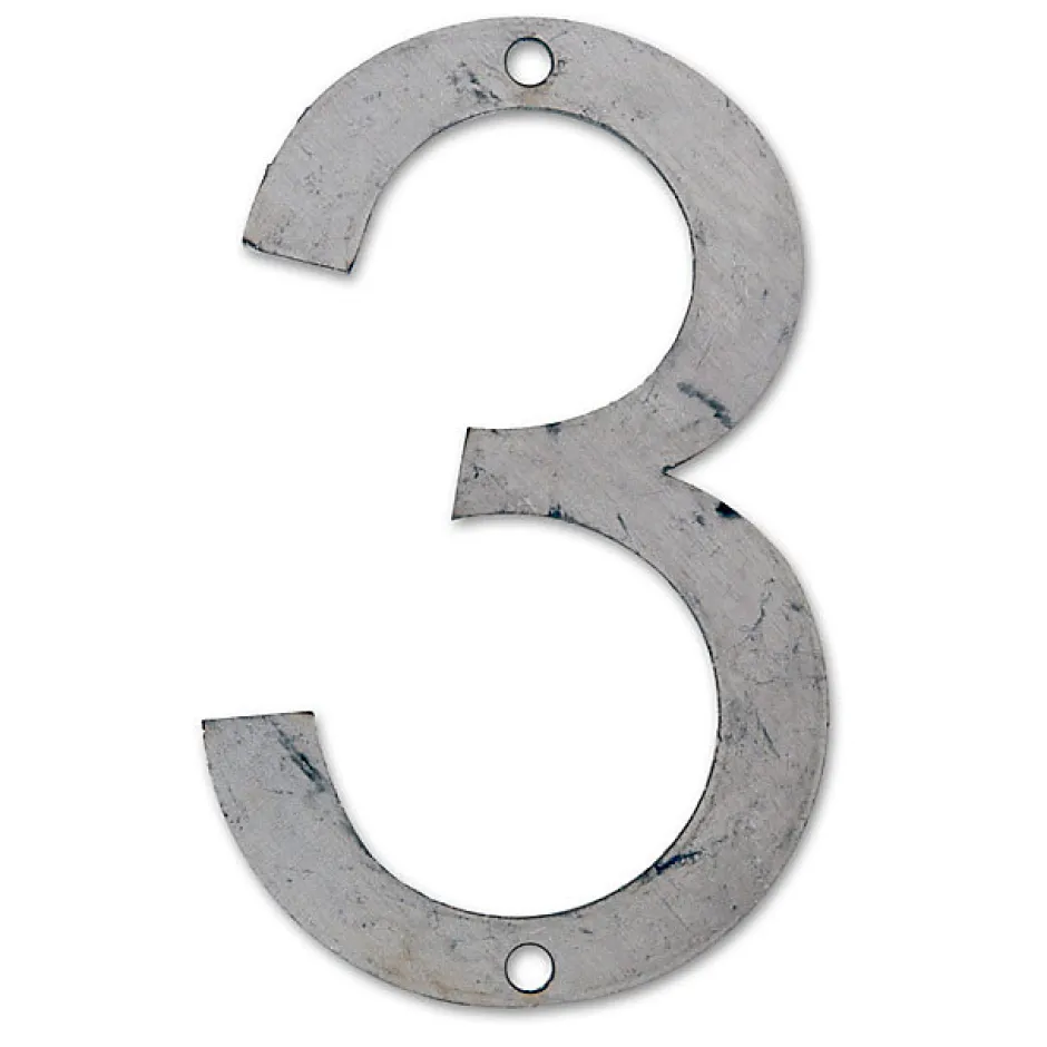 N° de maison - marquage 3 - en acier - couleur gris - à visser - hauteur 12 cm - CPA3^Chapuis Hot