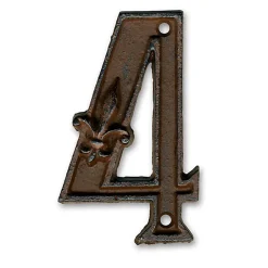 N° de maison - marquage 4 - en fonte - couleur marron - à visser - hauteur 12 cm - DB62-4-Chapuis Hot