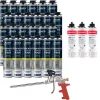 Pack 24 Mousses expansives PU pistolable P305 Foam'n'Fill 750ml + 3 Nettoyants FoamCleaner 929 500ml + Pistolet manuel^Bostik Best