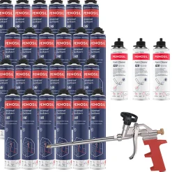 Pack 24 Mousses polyuréthanes Universal Gunfoam 146 pistolable 690ml + 3 Nettoyants FoamCleaner 500ml + Pistolet manuel-Penosil Clearance