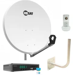 Pack Parabole Acier 80cm + OPTEX Récepteur ORS9939HD Fransat + Bras Coudé Déport 30cm Diamètre 40mm + Tête LNB-Hdsat Outlet