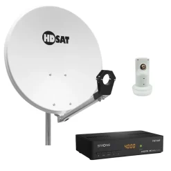 Pack Parabole satellite acier 60cm avec Support LNB + LNB Single + Décodeur Satellite ASTRA HD + Carte-Hdsat Best