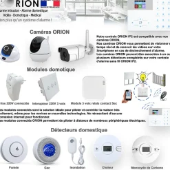 Pack sans fil connectée IP + GSM 4G avec sirène à piles - pour maison 3 à 5 piéces.-Alarme Orion Best