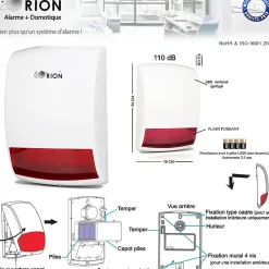 Pack sans fil connectée IP + GSM 4G avec sirène à piles - pour maison 3 à 5 piéces.-Alarme Orion Best