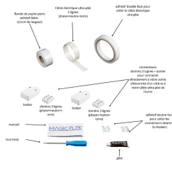 Pack avec câble ultra-plat 3 lignes 10M 16A 3500W-Magic Elek