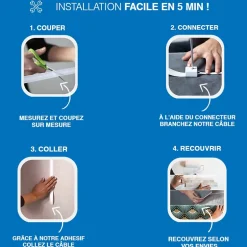 Pack avec câble ultra-plat 3 lignes 2m 16A 3500W^Magic Elek New