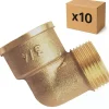 PACK de 10 coudes 90 degrés laiton a visser égaux mâle/femelle installation plomberie chauffage diamètre 3/4" (20x27)-Raccords Dumont Discount