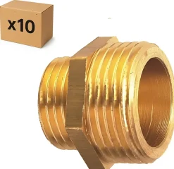PACK de 10 réductions laiton a visser mâle/mâle installation plomberie chauffage diamètre 5/8" diamètre 1/2" (15x21)^Raccords Dumont Outlet