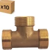 PACK de 10 Tés laiton égaux mâle a visser pour installation de plomberie chauffage sanitaire diamètre 3/4" (20x27)-Raccords Dumont Outlet