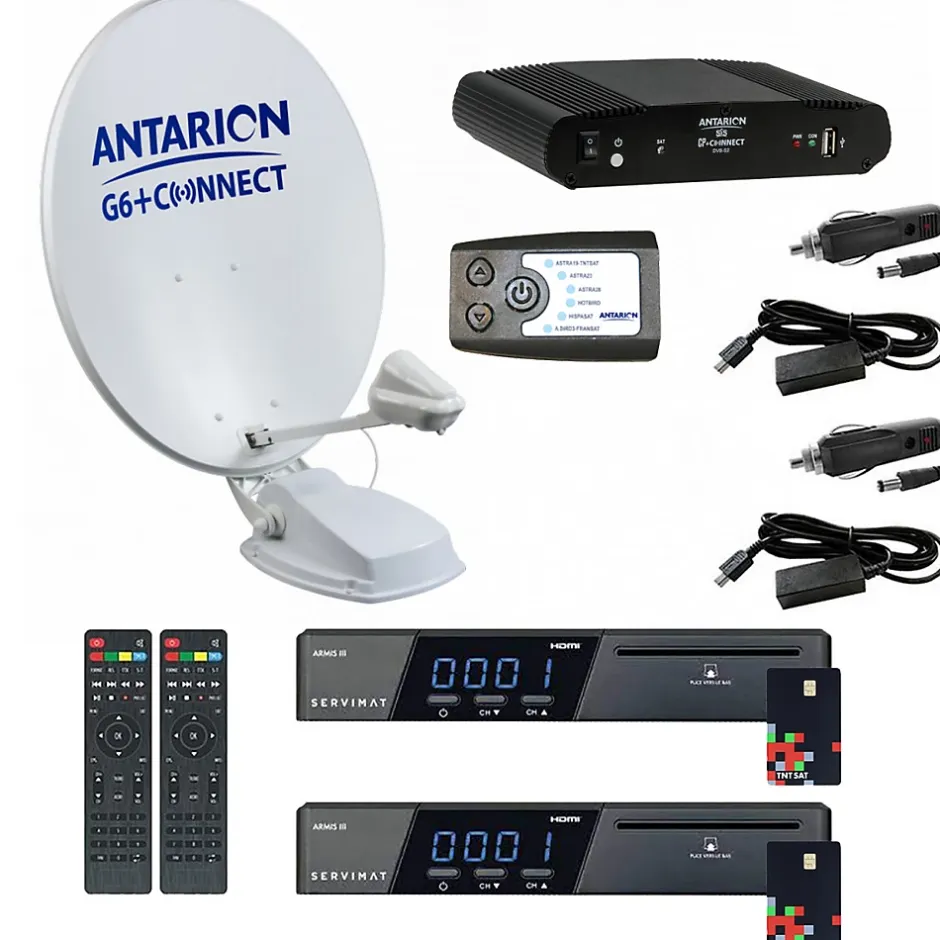 Pack Parabole Satellite Automatique 85cm TWIN + 2x Récepteurs TNTSAT HD + Positionneur-Antarion Outlet