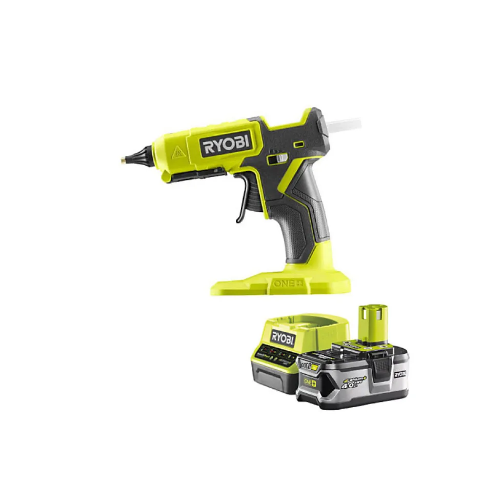 Pack Pistolet à colle 2 températures 18V One+ RGL18-0 - 1 Batterie 4.0Ah - 1 Chargeur rapide RC18120-140^Ryobi New
