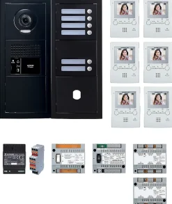 Pack vidéo 6 postes complet noir - - 200458-Aiphone Clearance