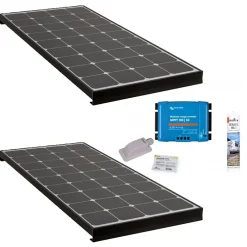 PACK 2x BLACK BOOSTER 170W Seul Panneau solaire Camping Car + Kit de pose solaire avec Régulateur de Charge^Antarion Best