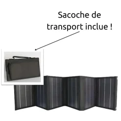 Panneau solaire portatif pliable SolarTec 60 - 60W 18V 3.3A - 6 pans monocristallins - Port USB A/C - Câble DC -^Protec