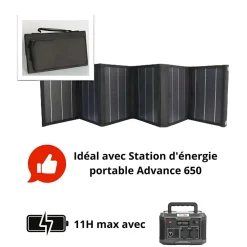 Panneau solaire portatif pliable SolarTec 60 - 60W 18V 3.3A - 6 pans monocristallins - Port USB A/C - Câble DC -^Protec