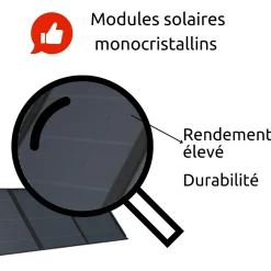 Panneau solaire portatif SolarTec 200 - 200w 18V 6.6A - 4 pans monocristallins - Port USB A-C - Câble DC -^Protec Discount
