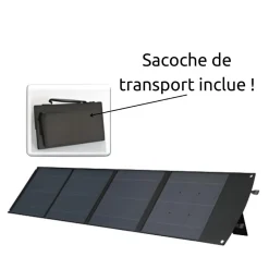 Panneau solaire portatif SolarTec 200 - 200w 18V 6.6A - 4 pans monocristallins - Port USB A-C - Câble DC -^Protec Discount