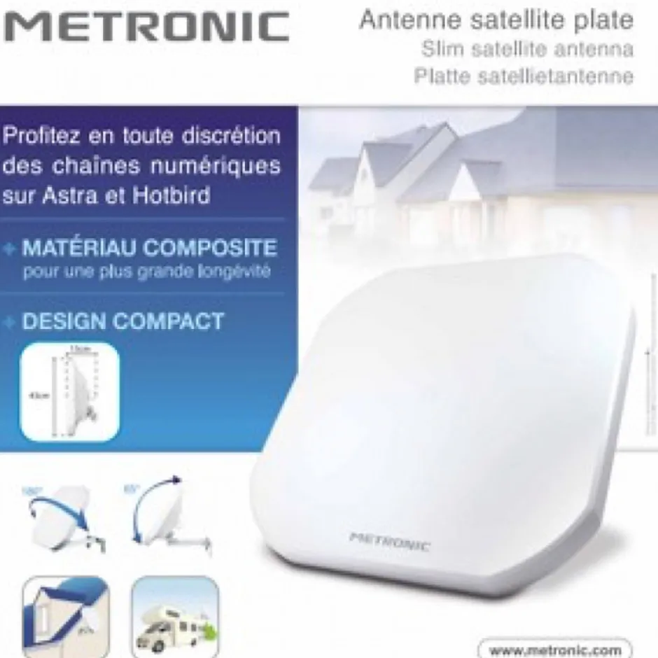 Parabole plate H+V - LNB intégée^Metronic Online