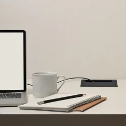 Passe-câbles de table Quadrum, rectangulaire, 159x80mm, à encastrer, Aluminium, Peint en noir^Emuca Sale