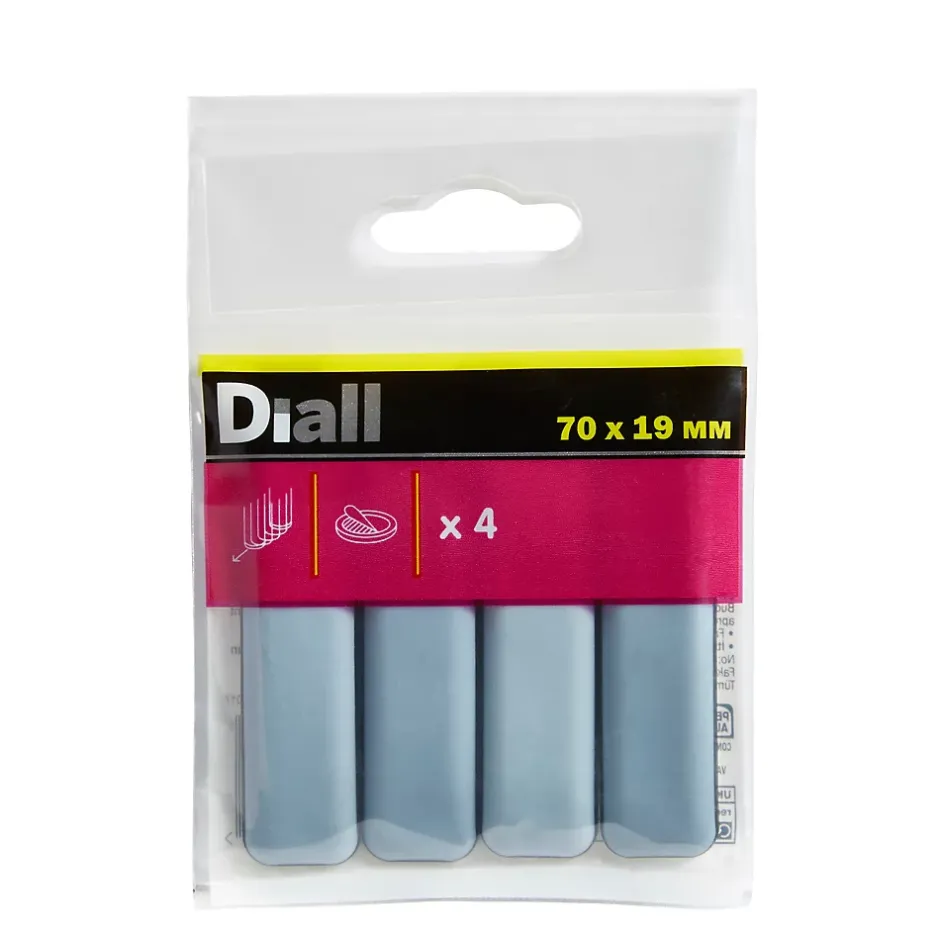 Patin auto-adhésifs 70 x 19 mm x 4, blanc + gris/bleu^Diall Clearance