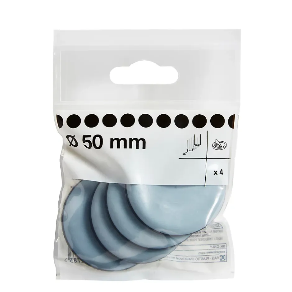 Patin auto-adhésifs 50 mm x 4, blanc + gris/bleu-Diall Best