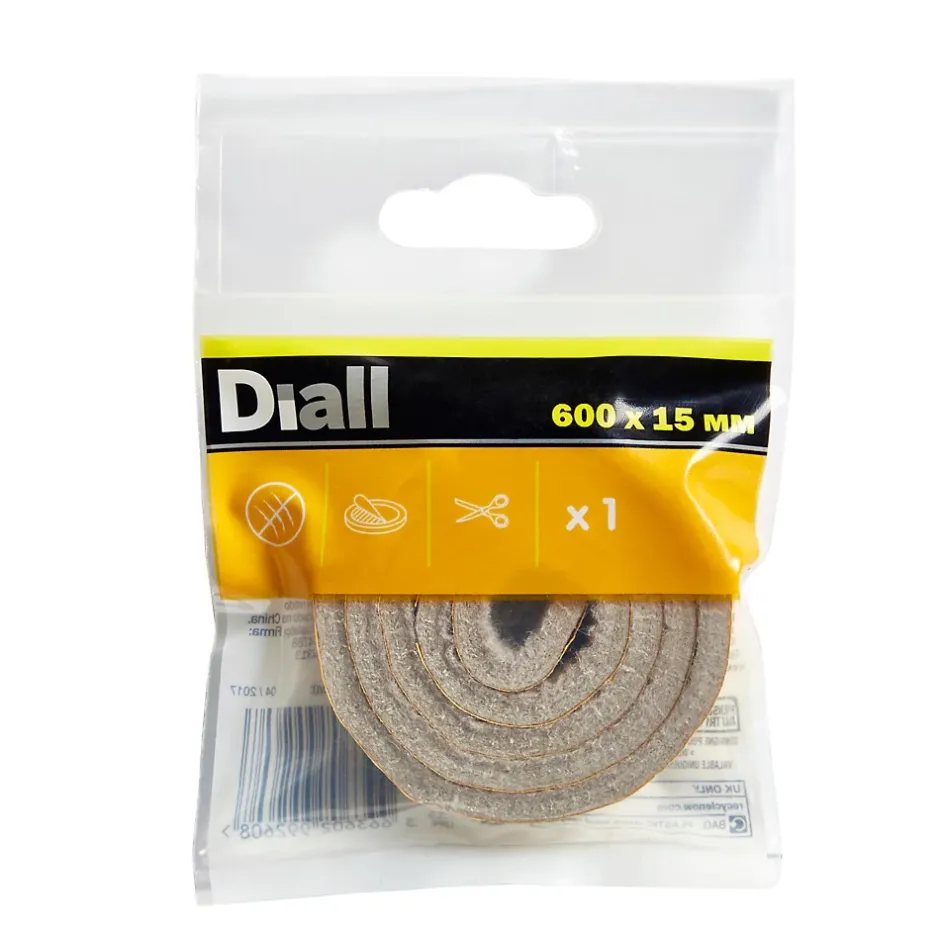 Patin en feutre auto-adhésifs 600 x 15 mm x 1, beige^Diall Sale