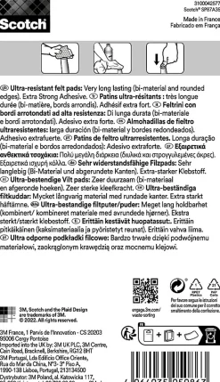 Patin en feutre bi-matière adhésif rond noir ø25 mm-Scotch Discount