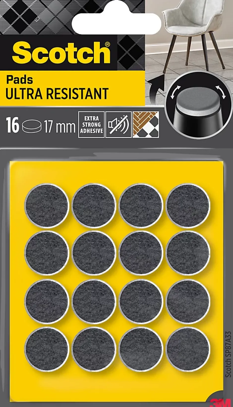 Patin en feutre laine adhésif rond gris ø17 mm-Scotch Discount