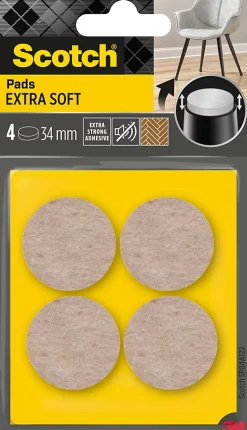 Patin en feutre laine adhésif rond beige ø34 mm^Scotch New