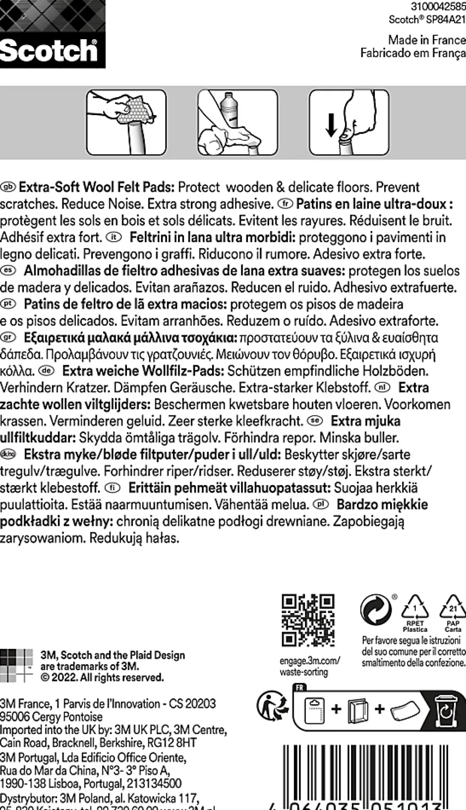 Patin en feutre laine adhésif rond beige ø25 mm-Scotch Hot