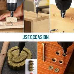 5Pcs Jeu de Forets à Chanfreiner, Jeu de Fraises Tige hexagonale Réglable 1/4" Changement Rapide, Mèches à fraiser remplaçables-Deko Hot