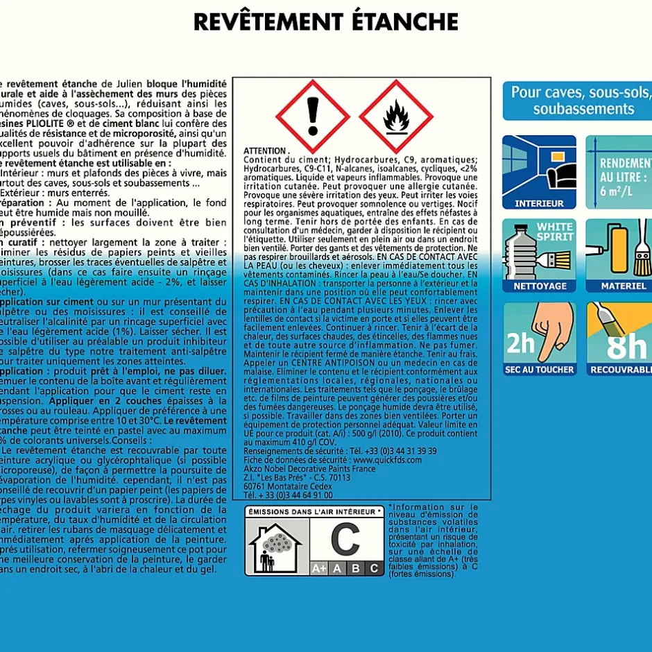 Peinture anti condensation cuisines et salles de bains mat blanc mat 0,75L^Julien New