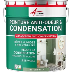Peinture anti-condensation, anti odeur pour pièces humides Vert Pâle - RAL 6021 - 2.5 L --Arcane Industries Discount
