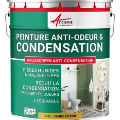 Peinture anti-condensation, anti odeur pour pièces humides Jaune citron - RAL 1012 - 2.5 L -^Arcane Industries New