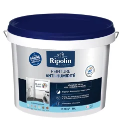 Peinture anti-humidité intérieur satin blanc 10L-Ripolin Outlet