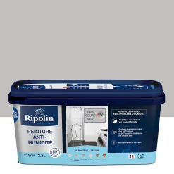 Peinture anti-humidité intérieur satin gris souris 2,5L-Ripolin New