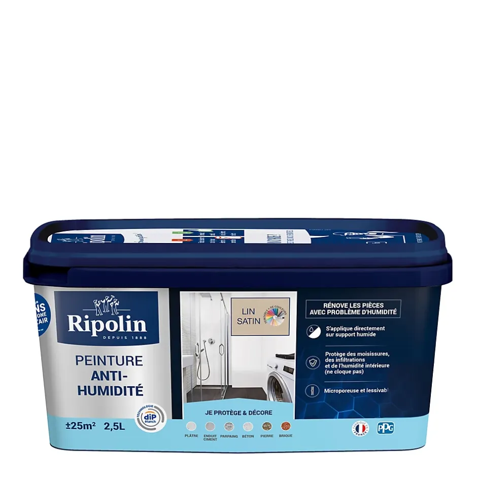 Peinture anti-humidité intérieur satin lin 2,5L^Ripolin Outlet