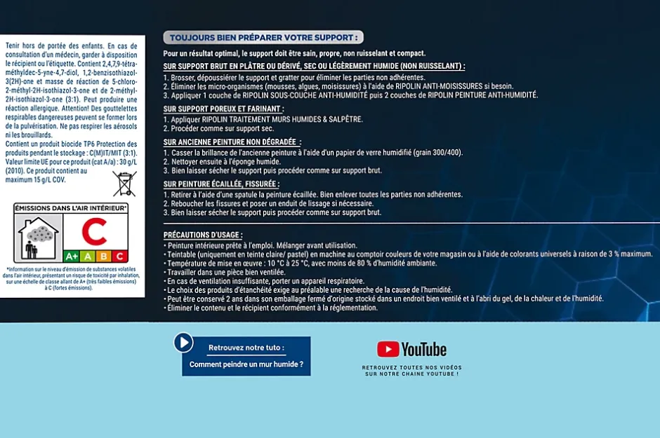 Peinture anti-humidité intérieur satin lin 2,5L^Ripolin Outlet